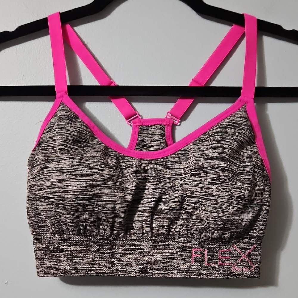 Flex Pink and Gray Sports Bra Size M With Removable Pads